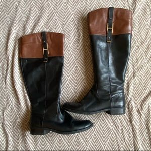Tommy Hilfiger BlackBrown Tall Riding Boots Buckle